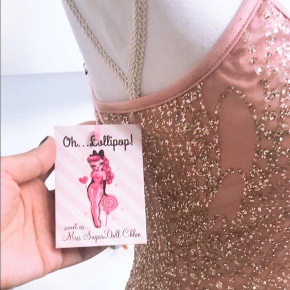 Pink Sparkle Bodysuit Dress - Picture 4 of 5